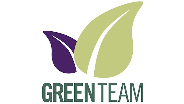 Two leaves and the text Green Team